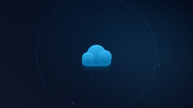 Microsoft OneDrive Cloud Storage Icon Animation on Dark Background.