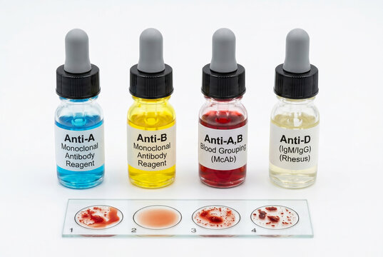 Blood typing test by slide agglutination.