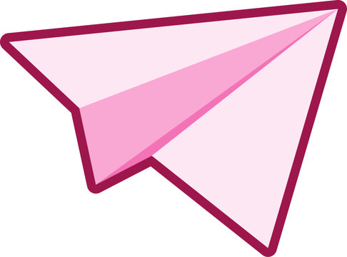 Pink Paper Airplane Icon Isolated on White Background Minimal Flat Vector Illustration