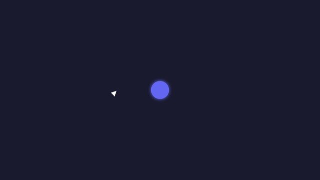 Minimalist Animation of a White Triangle Approaching a Blue Circle.