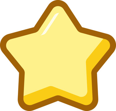 Yellow Gold Star Icon Isolated on White Background Cute Flat Vector Illustration