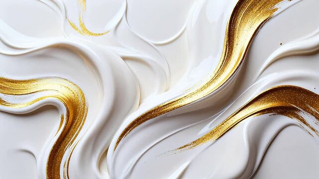 Abstract swirls of white and gold