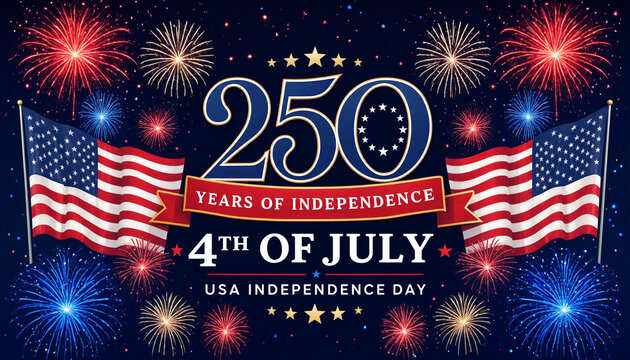 Spectacular USA 250 fireworks banner for 4th of July 2026