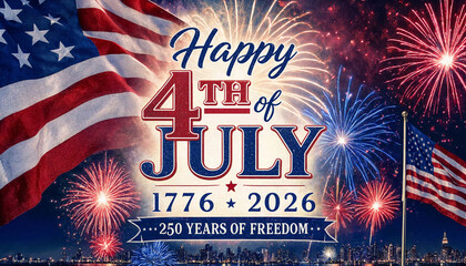 Vintage 4th of July 2026 poster celebrating American independence heritage