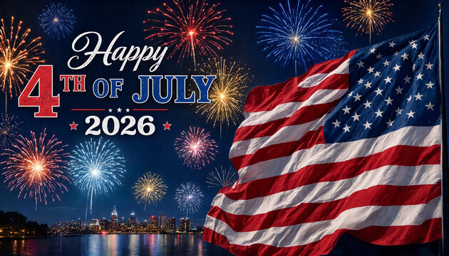 Spectacular 4th of July 2026 fireworks celebration background graphic
