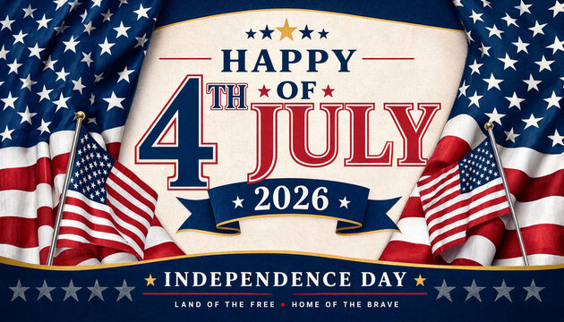Patriotic 4th of July 2026 flag banner for holiday decorations