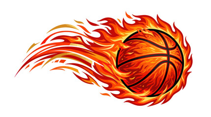 Dynamic flaming basketball with intense heat and motion trail © Herukloro