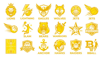 Basketball sports logo collection with team mascots and emblems © Herukloro