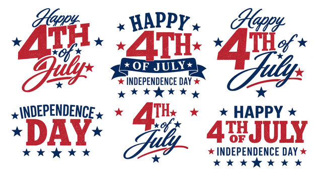 Creative 4th of July 2026 lettering set for patriotic designs