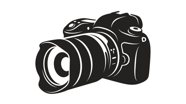 Modern digital slr camera with professional zoom lens