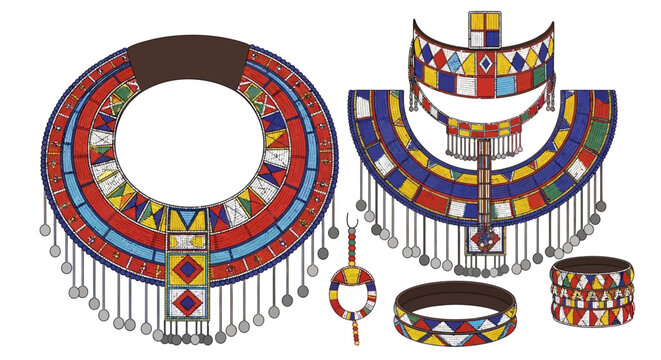 Colorful South African Ndebele Jewelry Set