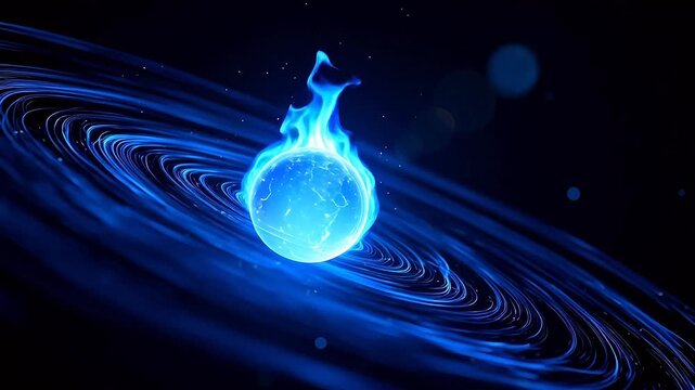 Blue glowing sphere with swirling energy