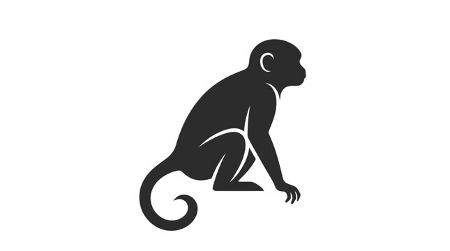 Stylized sitting monkey silhouette with curved tail