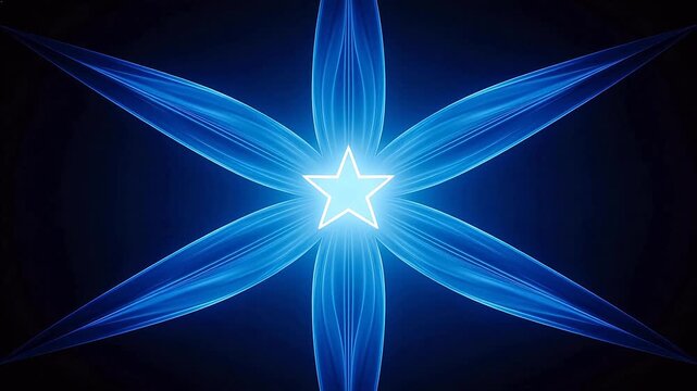 Blue glowing star with flowing lines