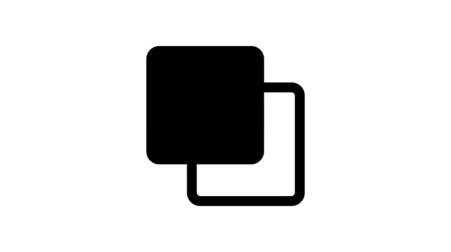 Black overlapping square layer icon set.