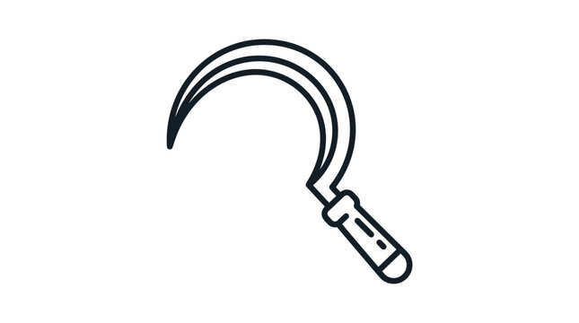 Black sickle tool icon for harvesting agriculture.