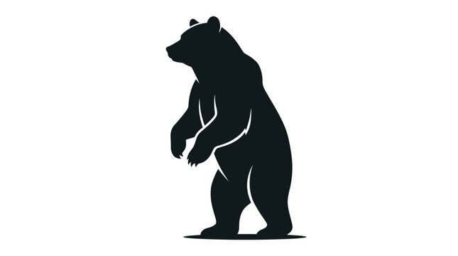 Grizzly bear standing on hind legs in minimalist black silhouette