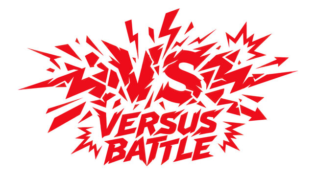 Red graffiti versus battle logo with explosive comic design