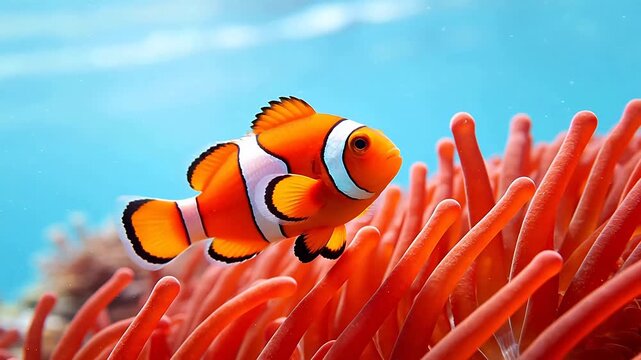 Clownfish near sea anemone