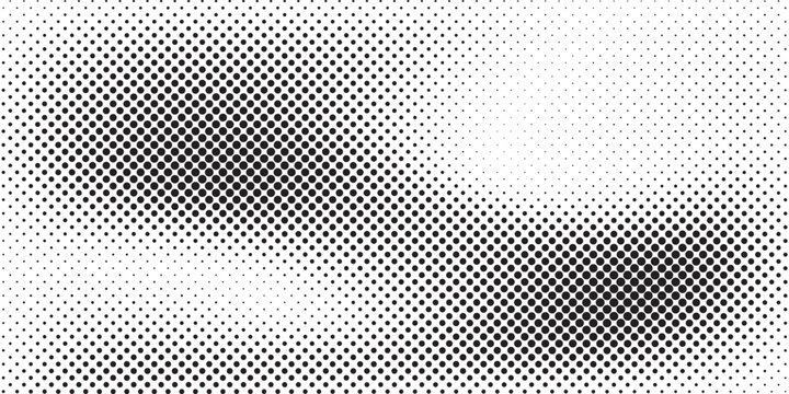 Abstract Black and White Halftone Dot Pattern Background with Dynamic Wave Gradient Comic Pop Art Style Texture