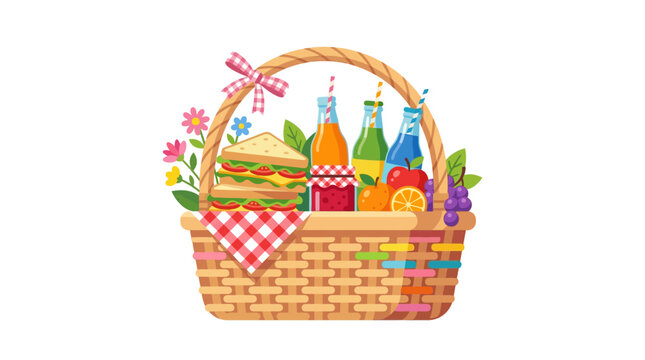 Picnic Basket Vector Illustration