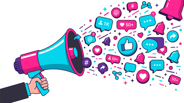 Social Media Marketing Megaphone Illustration