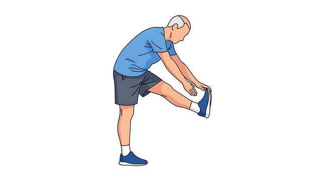Senior Man Stretching Hamstring Muscles During Warm Up Exercise