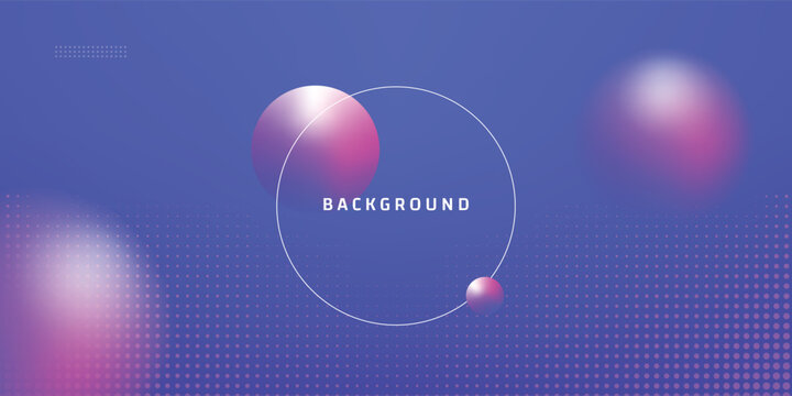 Abstract Purple and Blue Halftone Dot Pattern Background with Modern Fluid 3D Sphere Ball Shape and Geometric Circle Texture Backdrop