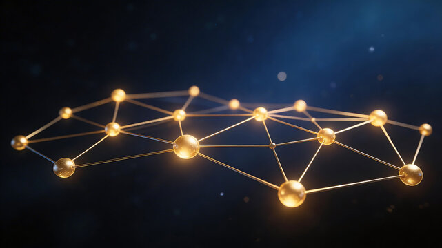 Golden network structure in dark space symbolizing the limitless potential of digital design