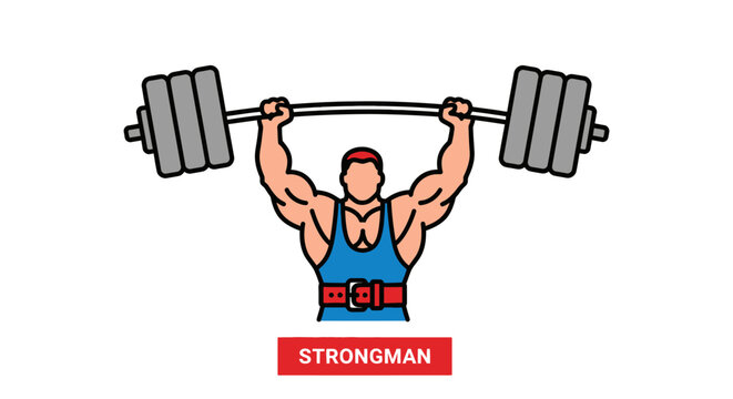 Muscular strongman lifting heavy barbell, fitness and strength concept
