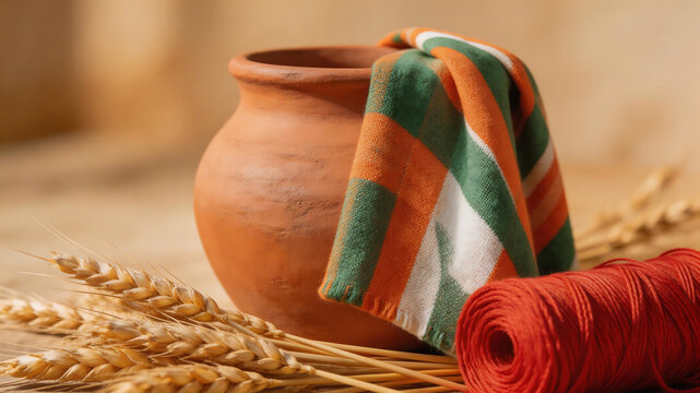 Clay pot with cloth and wheat symbolizing the limitless potential of digital design