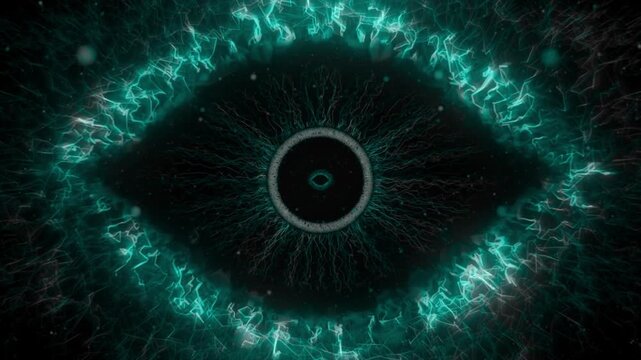 Dark Cyan Cyber Eye Reactor Neural Network Background