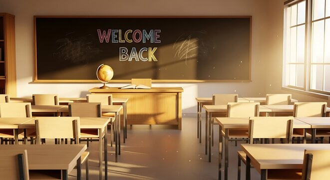Bright Back to School Classroom Welcome Back Chalkboard Scene
