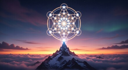 Geometric shape mountain sunset