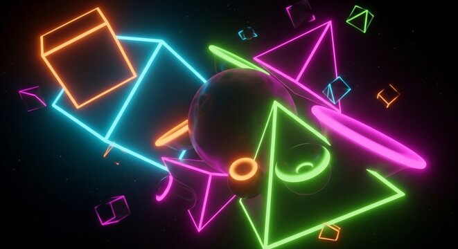 Geometric shapes neon illumination