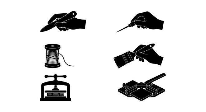 Leathercraft Tools, Hand Tools for Leatherworking, Craft Supplies, Crafting Equipment, Leather Crafting Icons