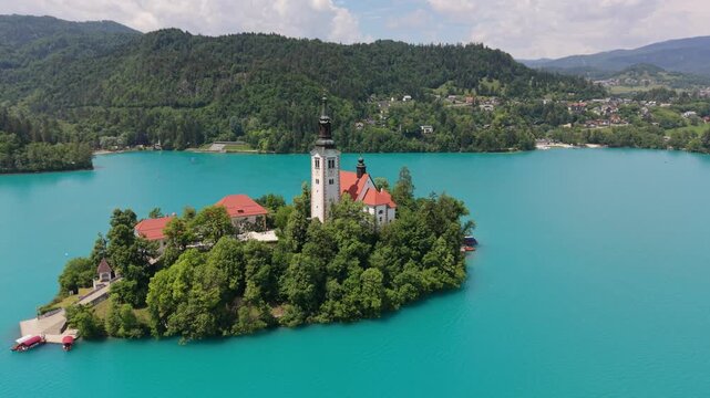 Visit bled island and the church on lake bled in slovenia