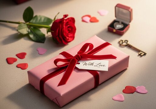 Gift box red rose romance