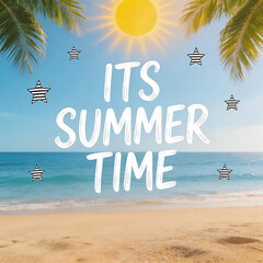 Fototapeta premium Beach with summer time text