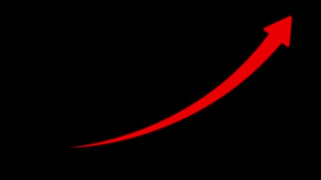 Black color arrow rising transparent channel. Abstract arrow growth chart of economy icon black color animated down to up arrow animation, background, direction animation,with.4k