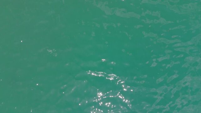 Clear turquoise sea water surface aerial ascent top down view Croatia