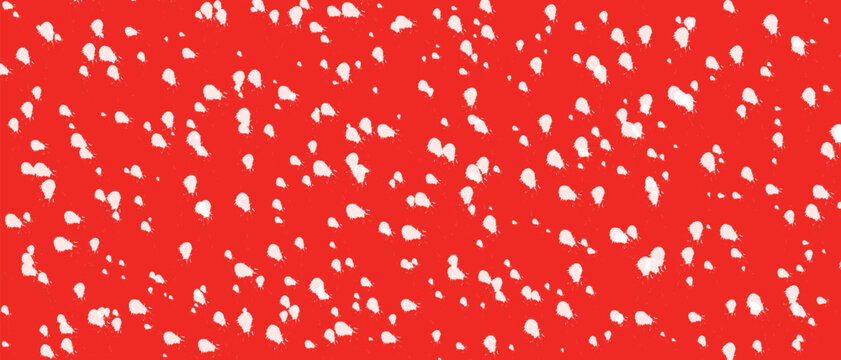 Vibrant red background with numerous small white spots scattered randomly everywhere