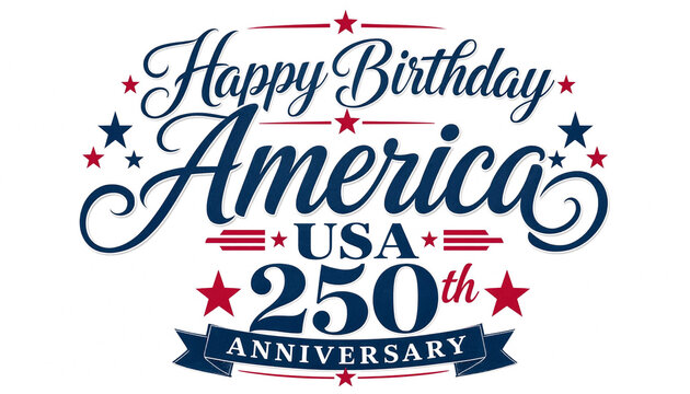 Happy Birthday America 250th typography design for 2026 celebration