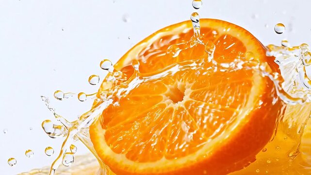 Orange slice with water splash
