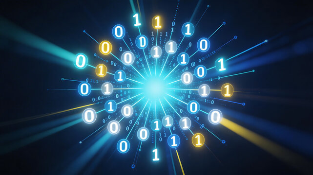 Binary code digital data explosion
