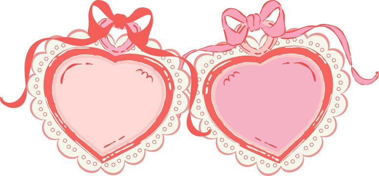 Heart locket gift jewelry with bow for mothers day and valentines day cartoon illustration