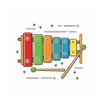 Colorful xylophone illustration with mallet