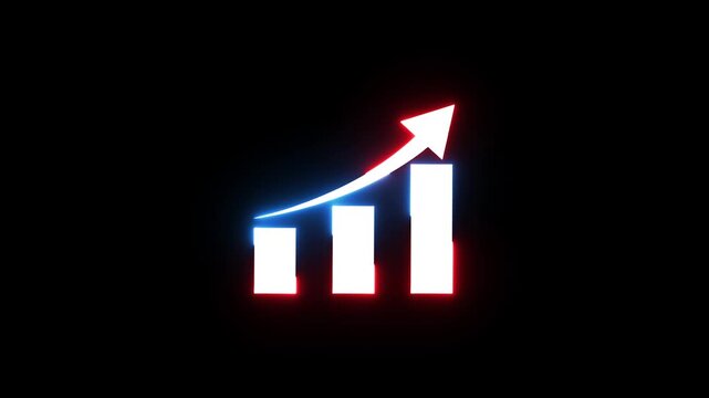 Growing business graph bar chart with arrow motion footage.