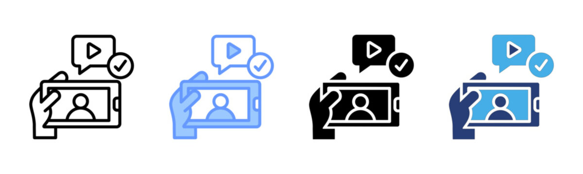 Video icon set multiple style collection