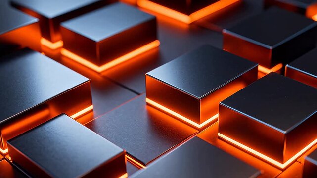 Geometric Cubes with Orange Lighting